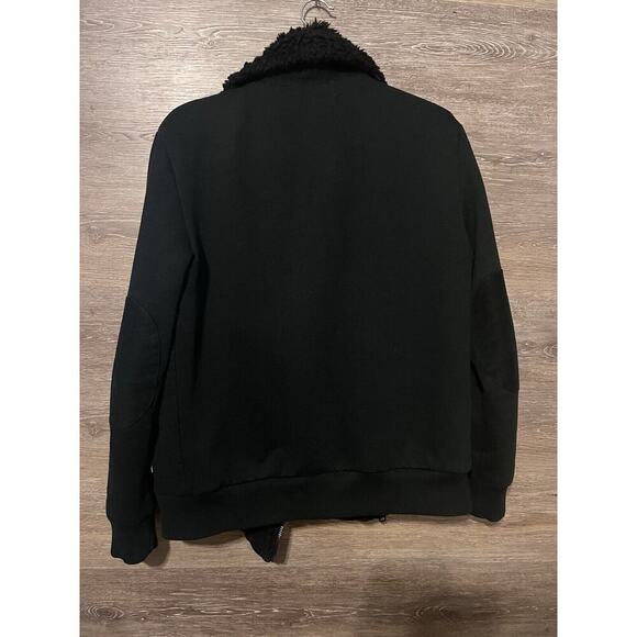Armani Exchange Black Moto zipped women jacket pockets size M Elbow Patch Lined - Picture 10 of 10